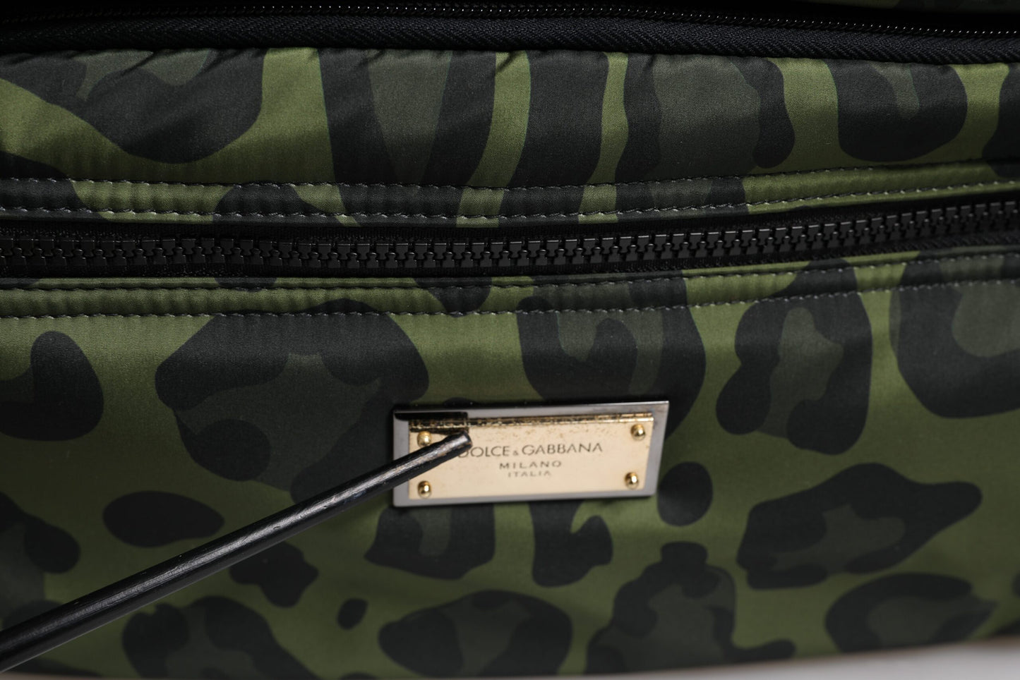 Green Polyester Leopard Print Shell Messenger Bag