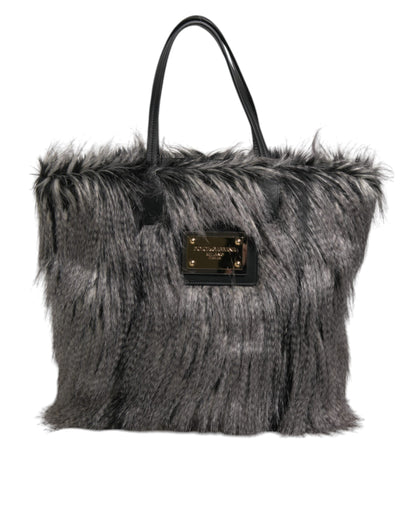 D&G Sac fourre-tout surdimensionné en fausse fourrure noire