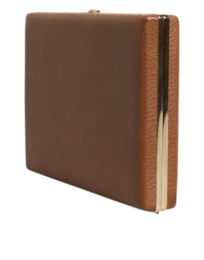 Brown Leather Clutch Evening Crossbody Bag