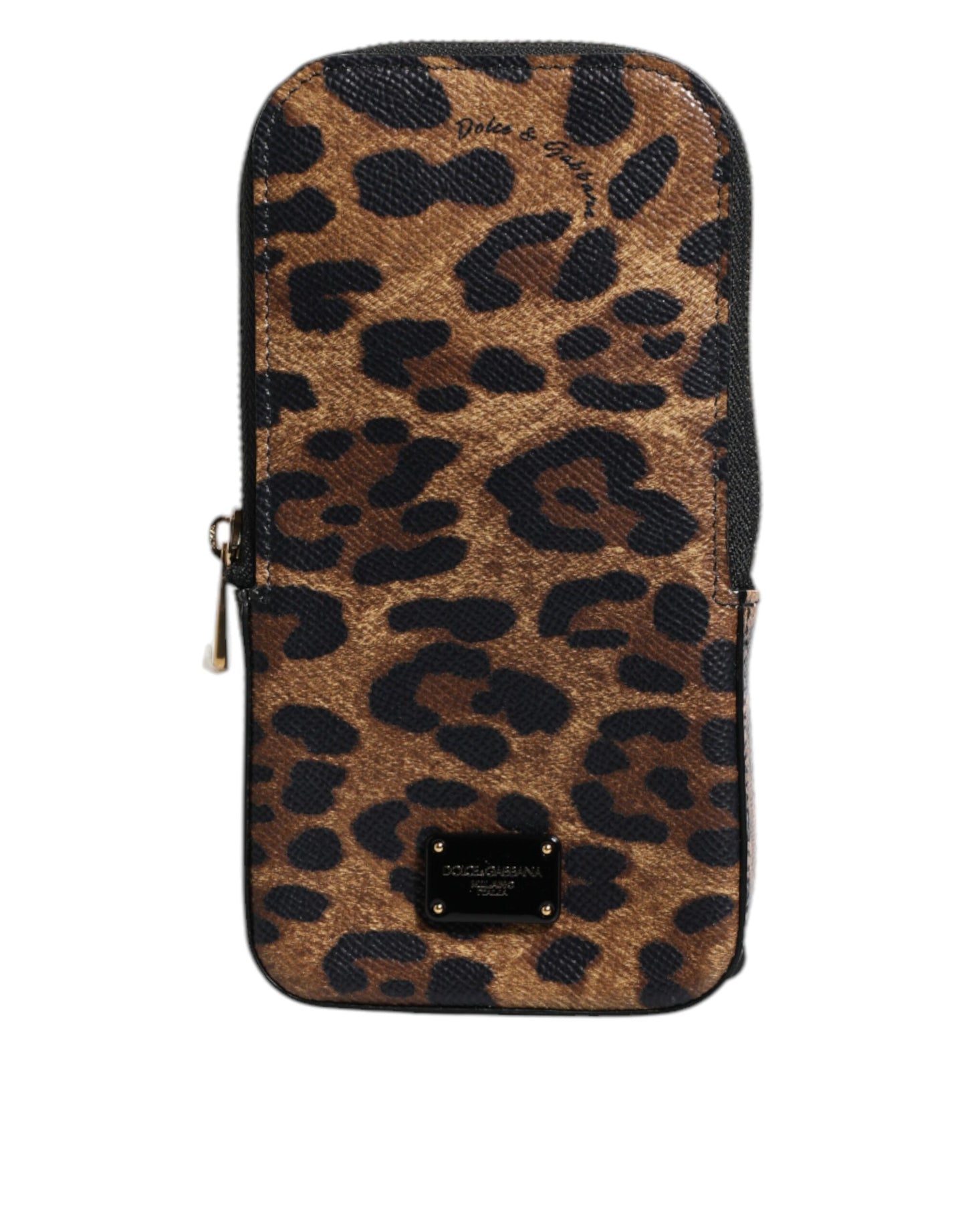Brown Leopard Print Dauphine Leather Zip Around Wallet