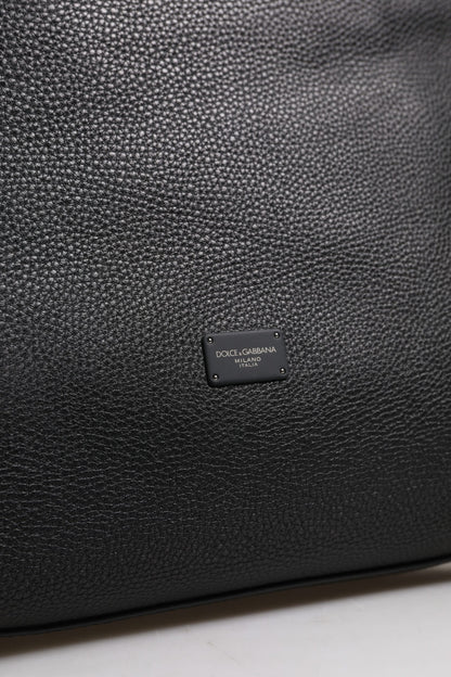 Black Calfskin Leather Hand Shoulder Duffle Bag