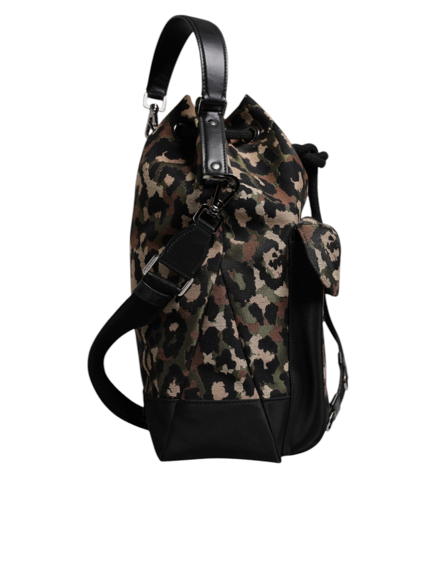 Multicolor Leopard Cotton Shoulder Bucket Bag