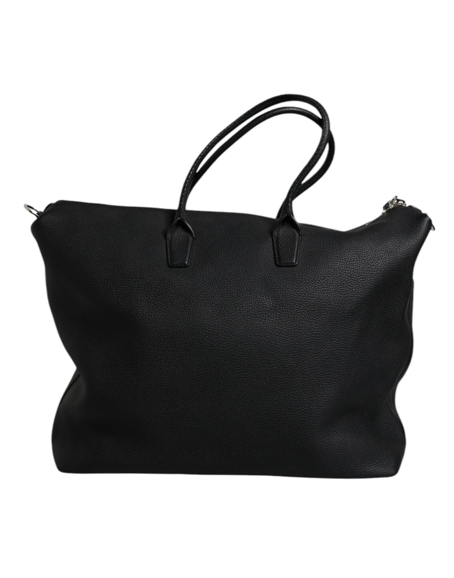 Black Calfskin Leather Hand Shoulder Duffle Bag