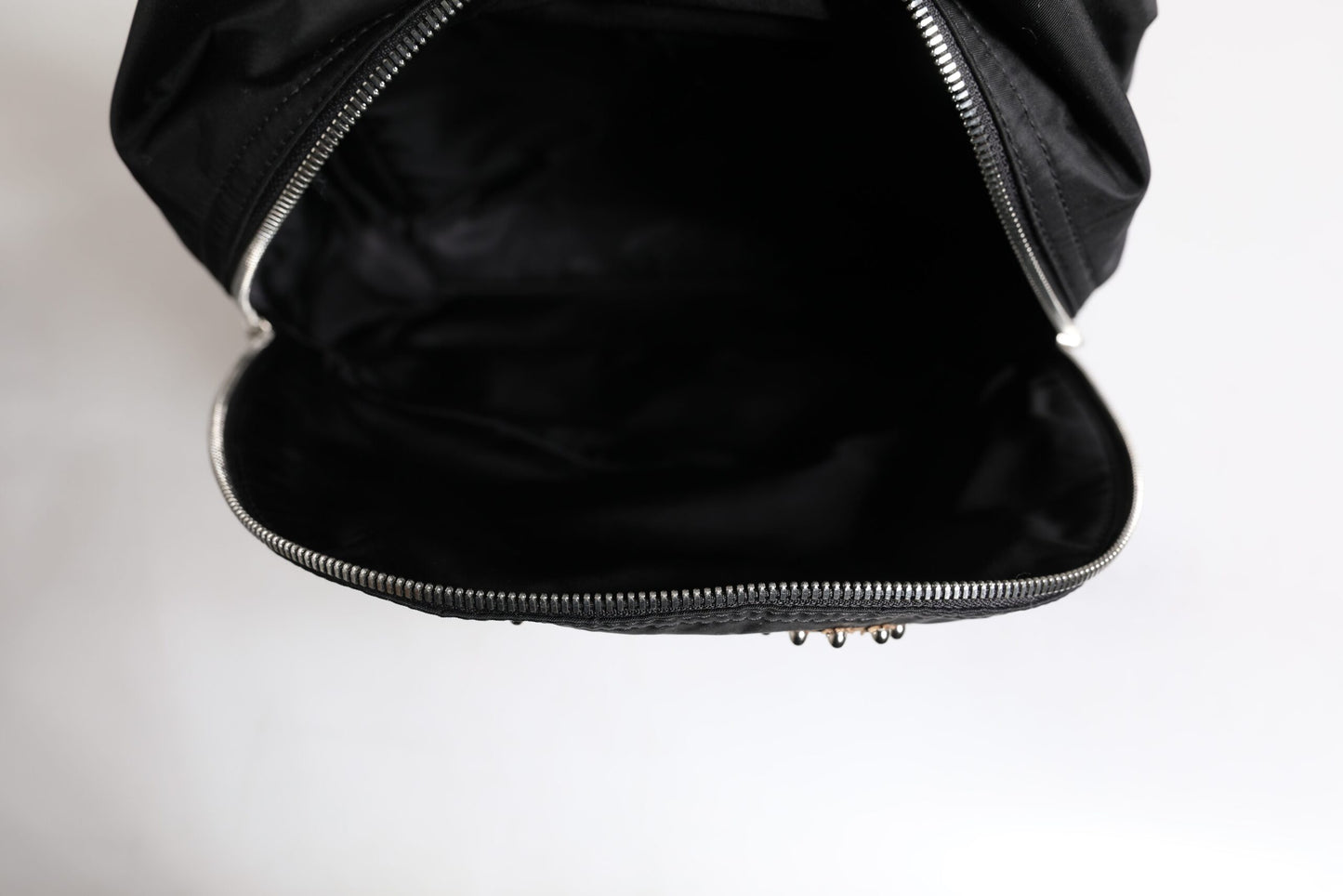 Black Nylon #DGFAMILY Embellished Backpack VULCANO Bag