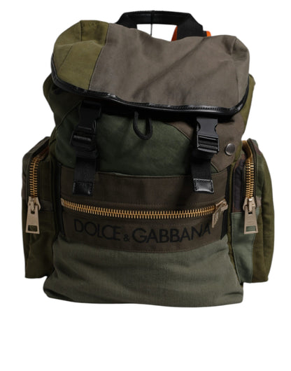Military Green Patchwork Travel Backpack Bag