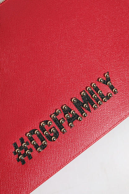 Red #DGFamily Embellished Leather Clutch Bag