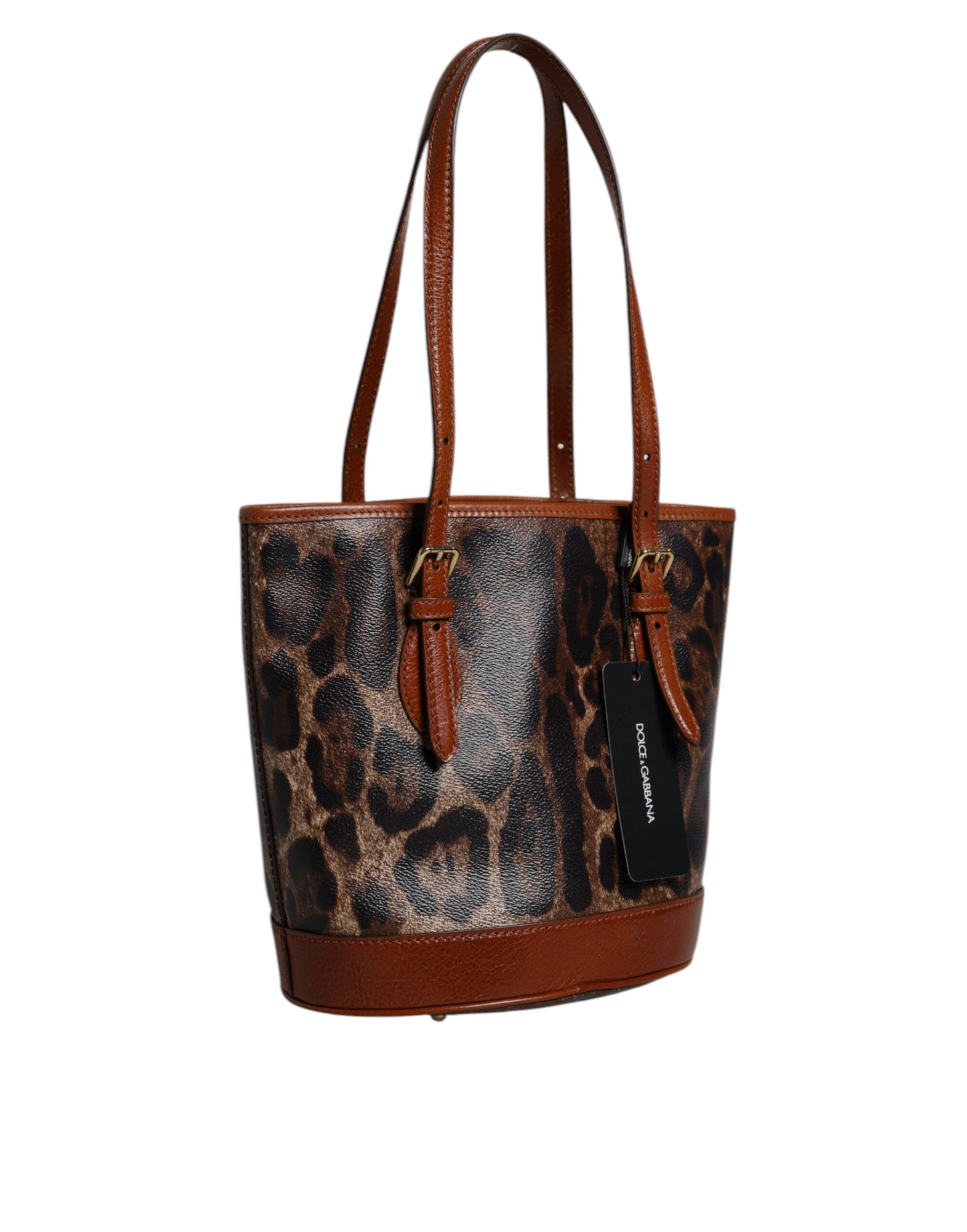 D&G Sac fourre-tout à bandoulière en cuir léopard marron