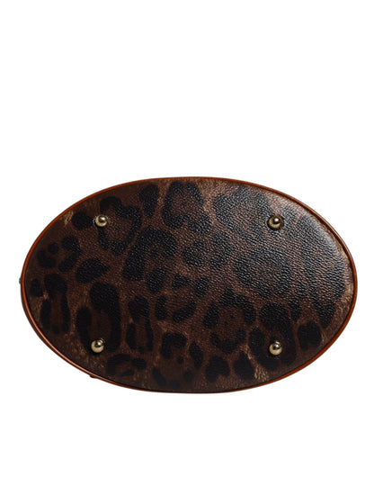D&G Sac fourre-tout à bandoulière en cuir léopard marron