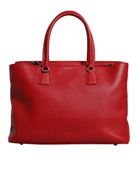 D&G Sac à main en cuir de veau rouge avec plaque logo
