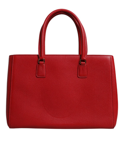 D&G Sac à main en cuir de veau rouge avec plaque logo