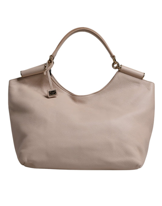 D&G Sac fourre-tout à poignée supérieure en cuir de cerf rose clair avec plaque logo