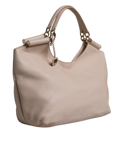 D&G Sac fourre-tout à poignée supérieure en cuir de cerf rose clair avec plaque logo