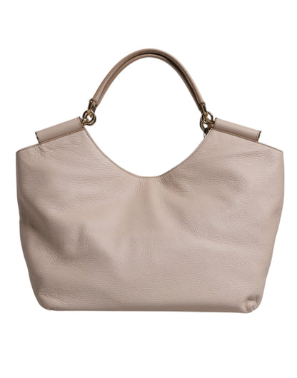 D&G Sac fourre-tout à poignée supérieure en cuir de cerf rose clair avec plaque logo