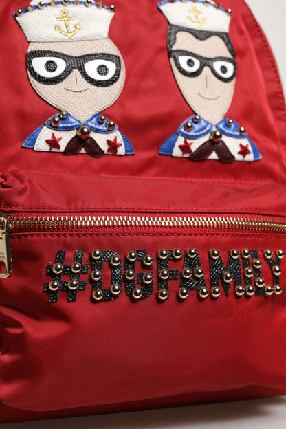 Red #DGFAMILY VULCANO Embellishment Backpack Bag