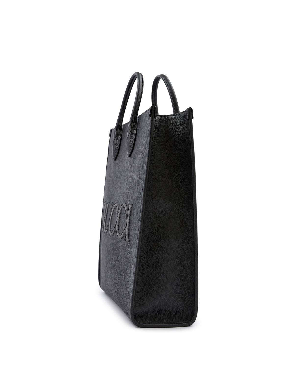 GUCCI Sac fourre-tout moyen en cuir noir avec logo