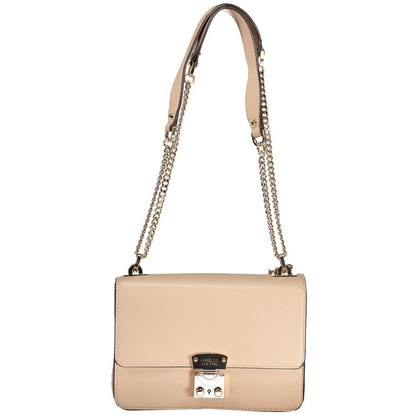 Beige Polyurethane Women Handbag