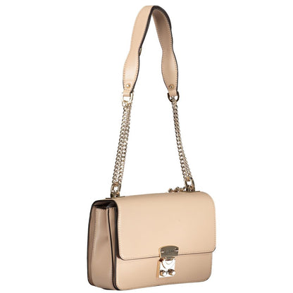 Beige Polyurethane Women Handbag