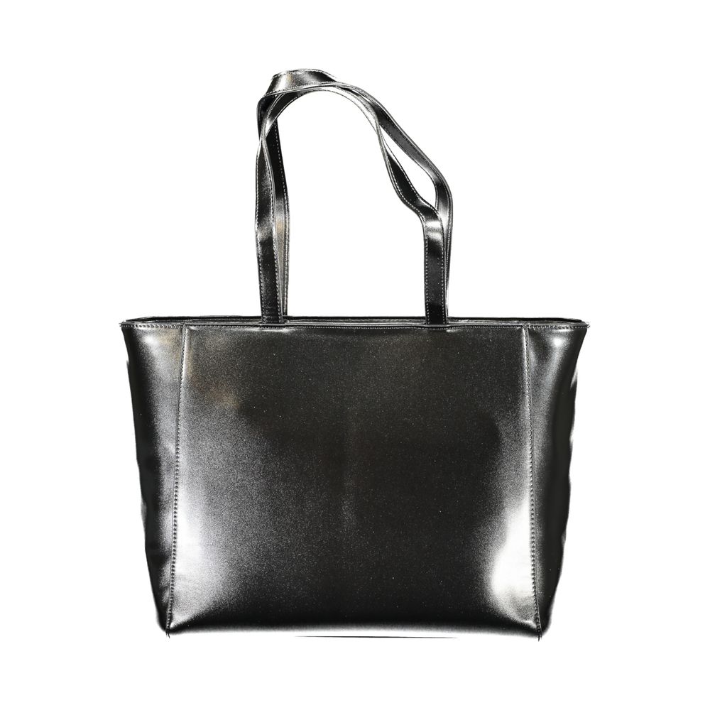 Black Polyurethane Women Shoulder Bag