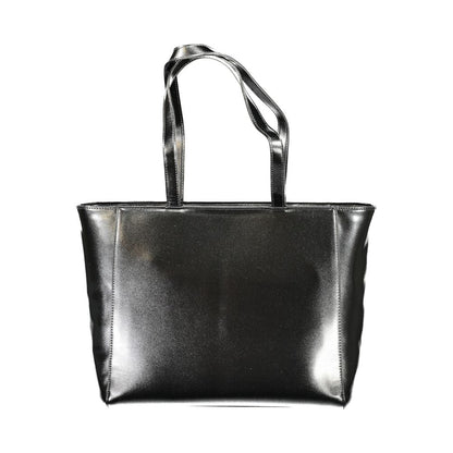 Black Polyurethane Women Shoulder Bag