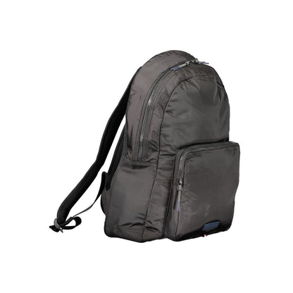 Black Polyurethane Men Backpack