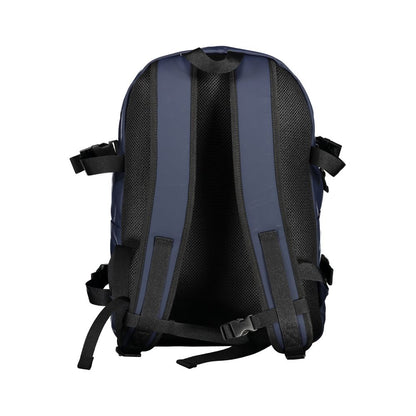 Blue Polyurethane Men Backpack