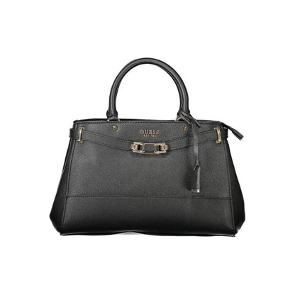 Black Polyurethane Women Handbag
