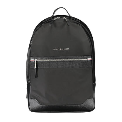 Black Polyester Men Backpack
