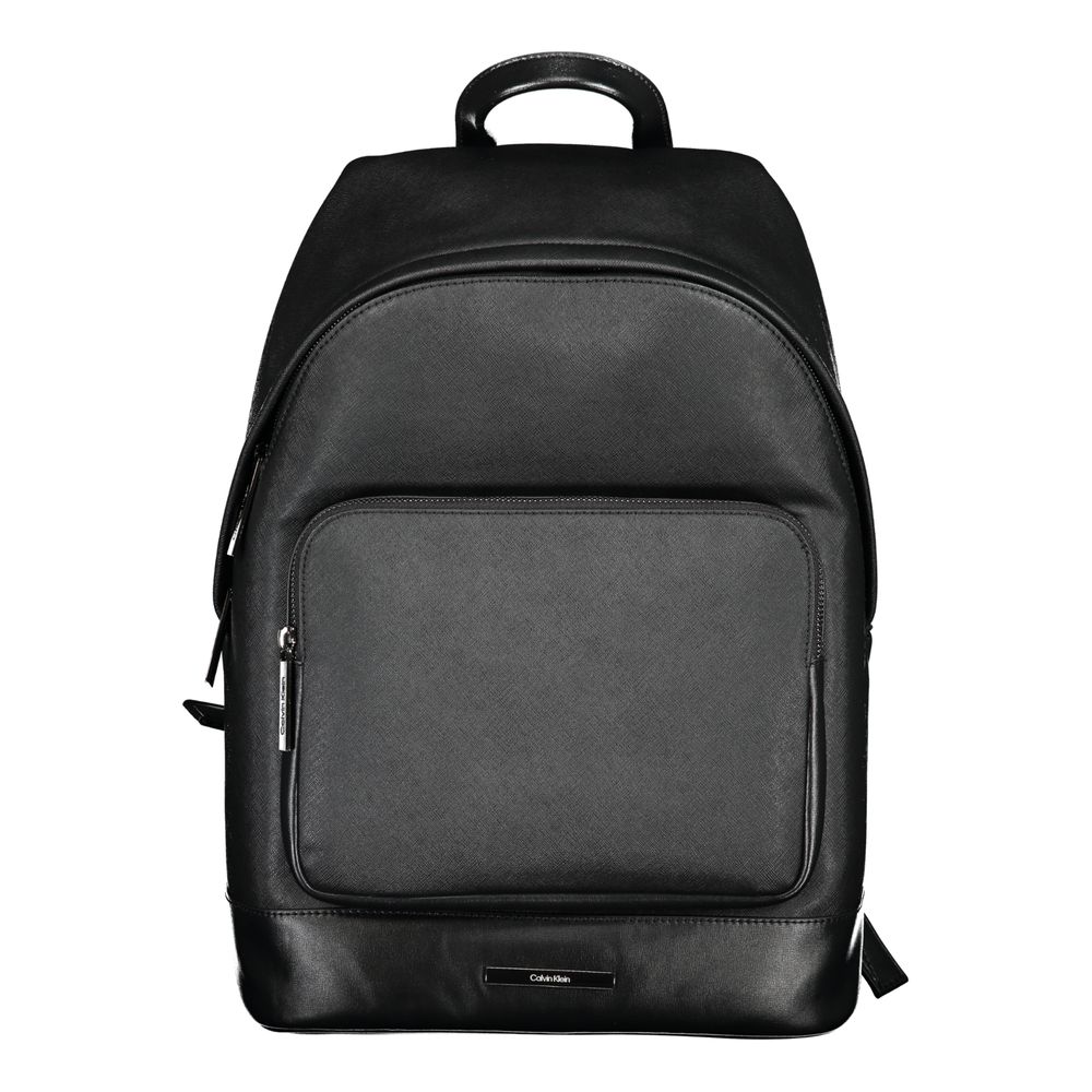 Black Polyester Men Backpack