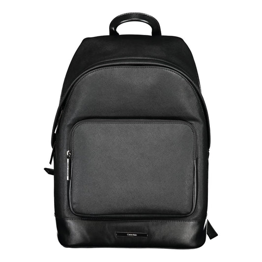 Black Polyester Men Backpack