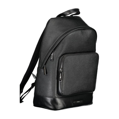 Black Polyester Men Backpack