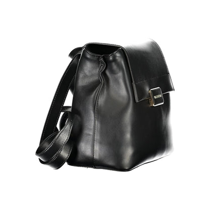 Black Polyurethane Women Backpack