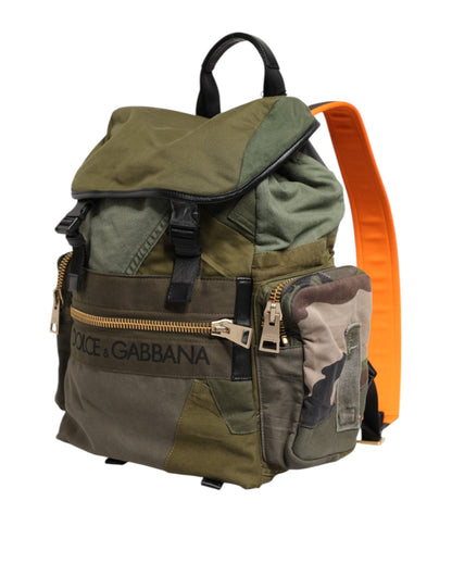 Military Green Patchwork Rucksack Backpack Bag