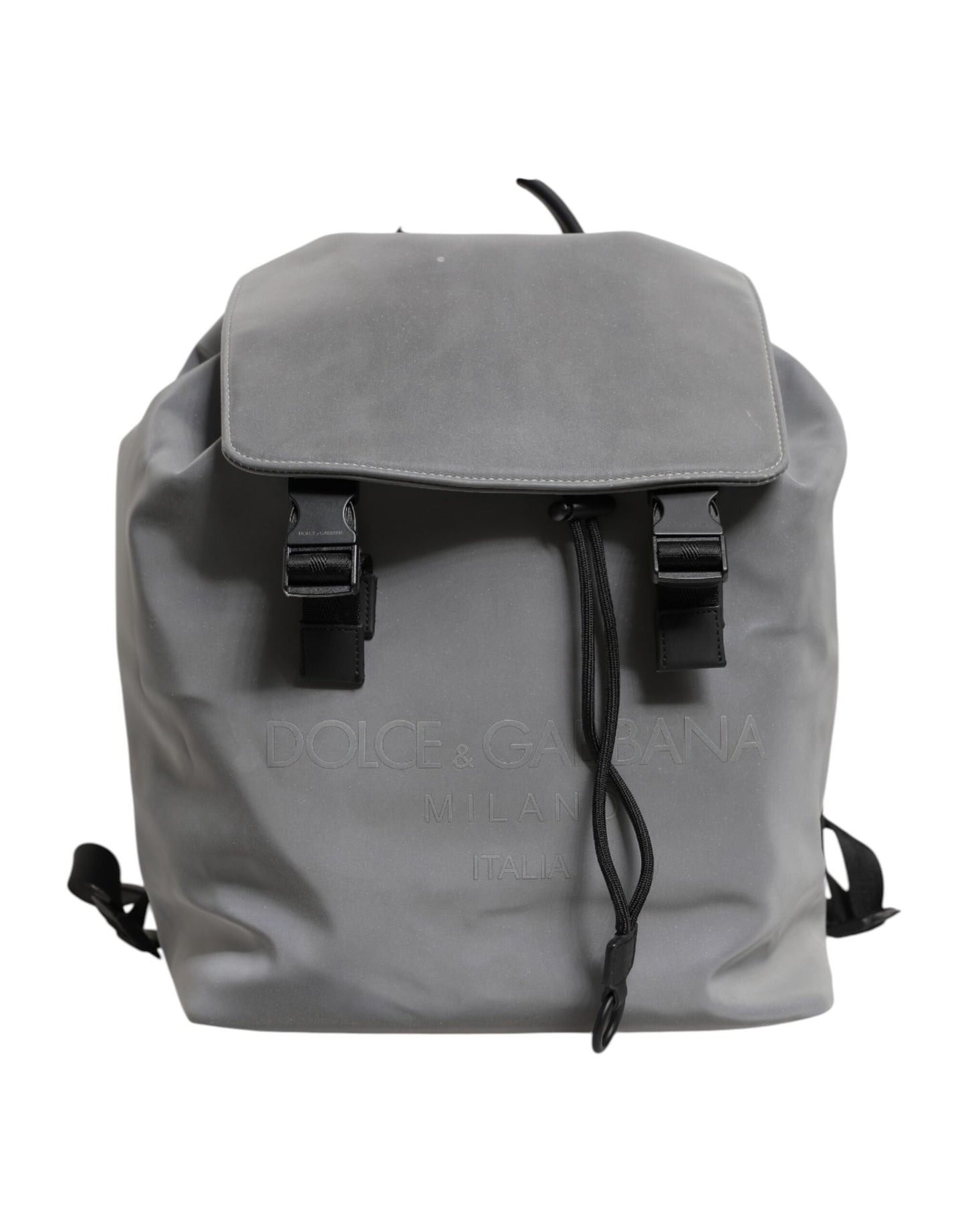 Gray Palermo Reflector Buckles Drawstring Backpack Bag