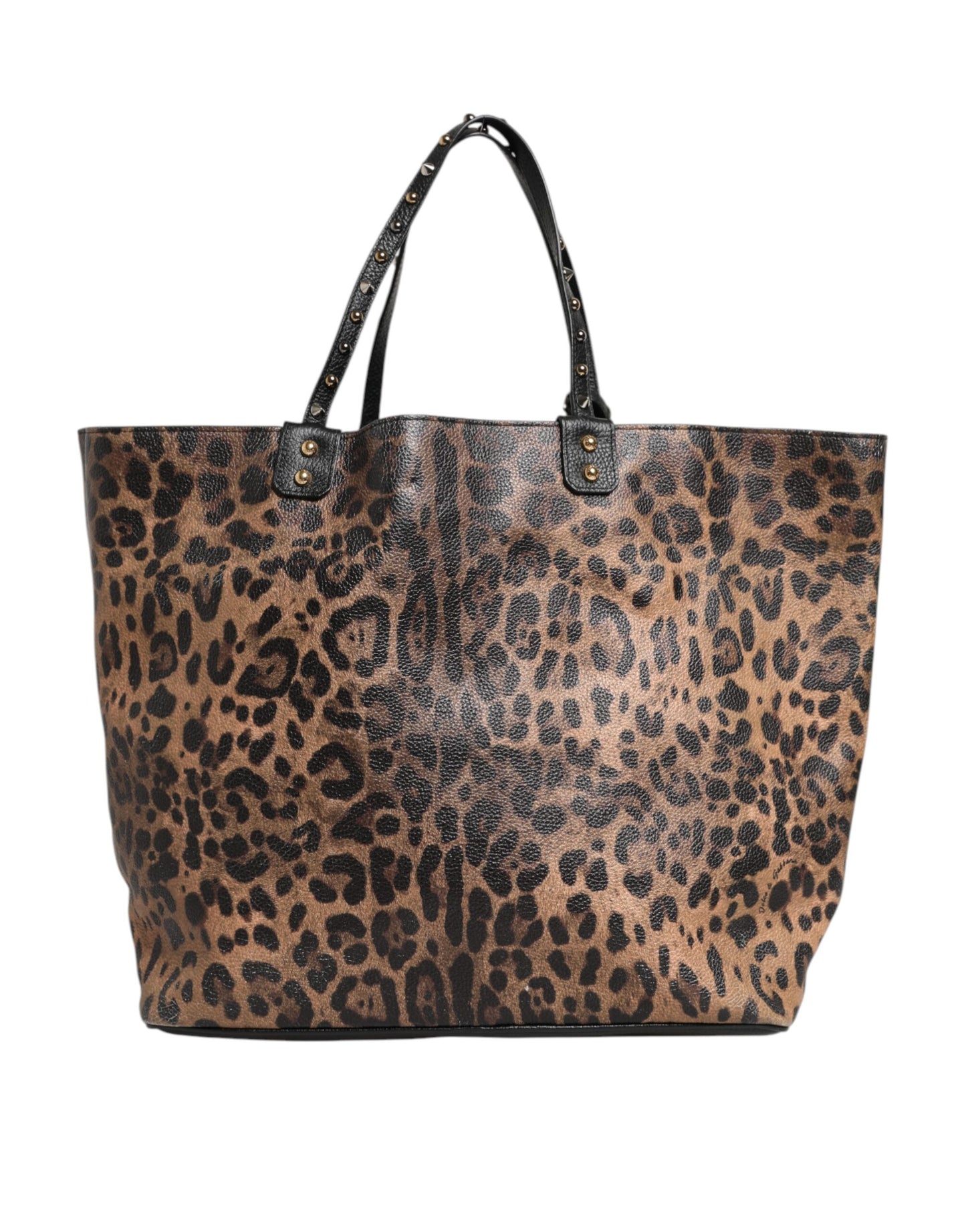 D&G Sac fourre-tout en cuir marron léopard BEATRICE avec plaque logo