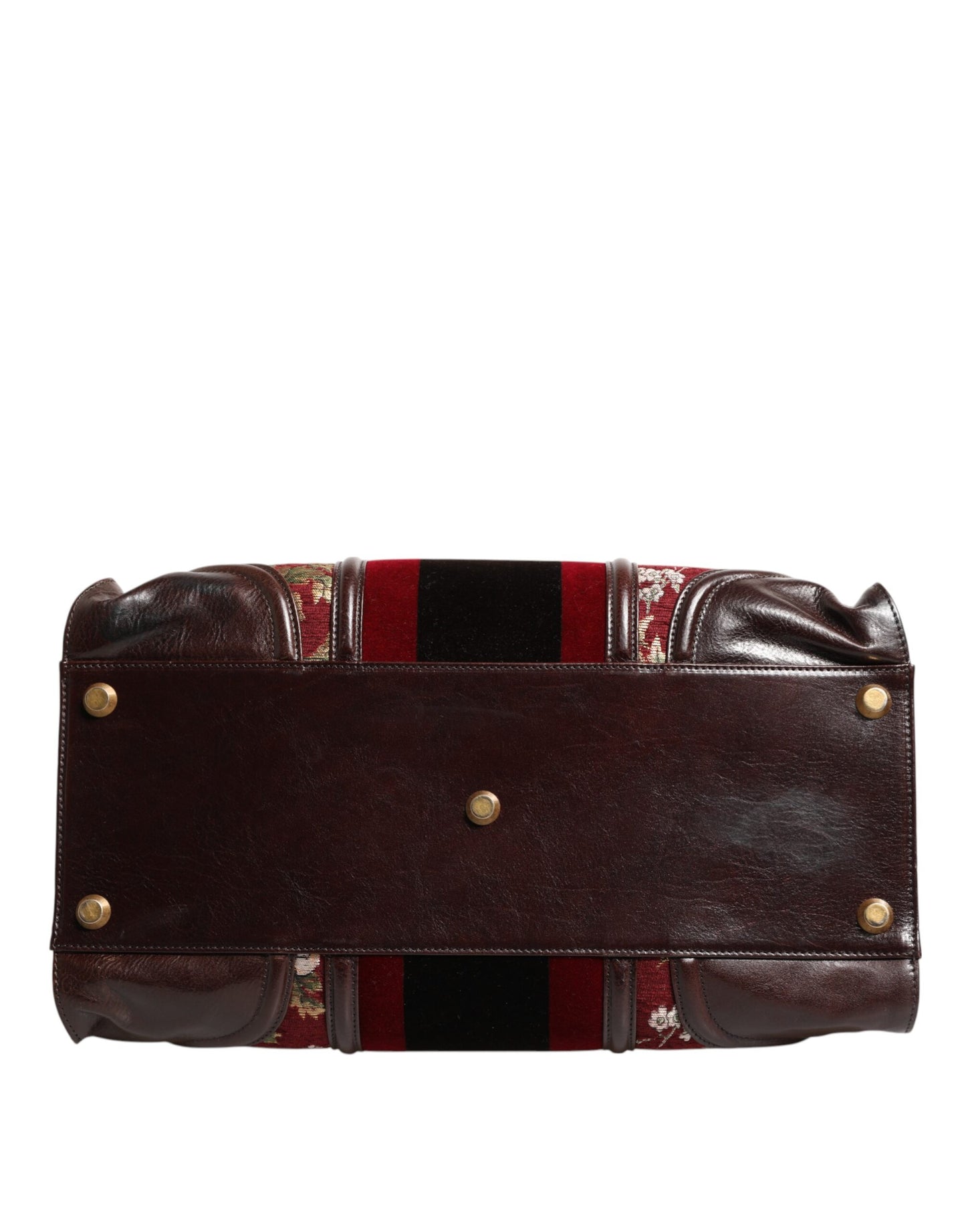 Multicolor Leather Jacquard Velvet Travel Duffle Bag