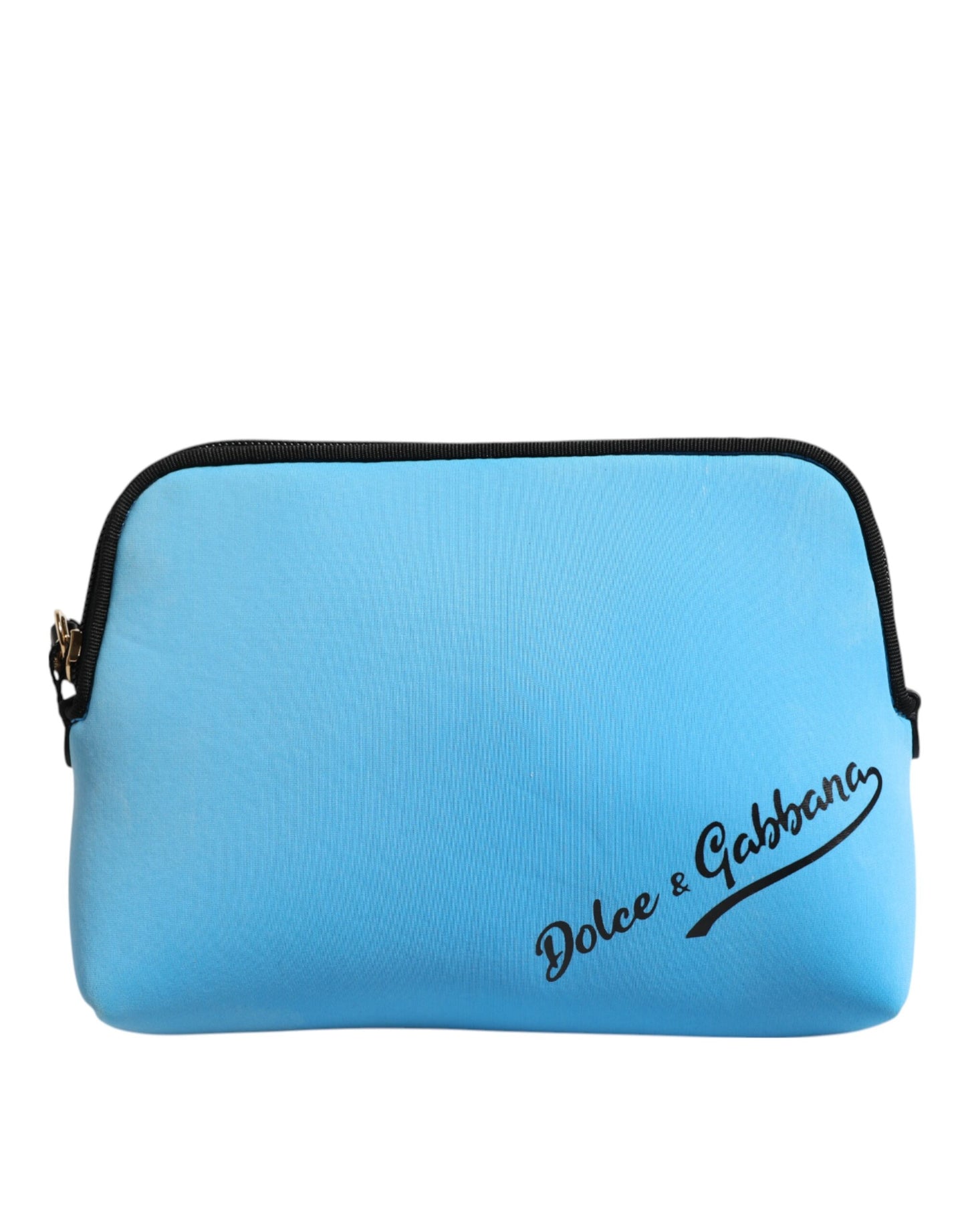 Blue Nylon DG Logo Print Clutch Zip Pouch Bag