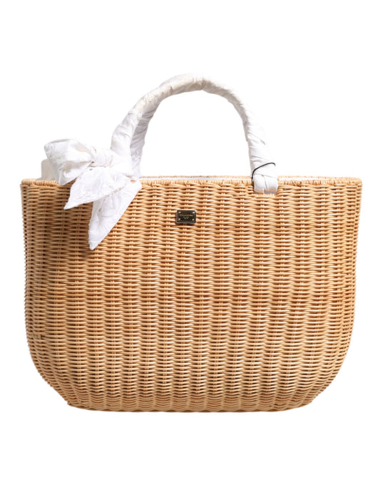 D&G Sac fourre-tout en fibre beige avec panier à légumes