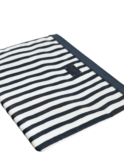 Black White Striped Logo Plaque Clutch Borse Pouch Bag