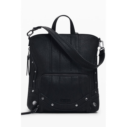 Black Polyurethane Women Mini Backpack