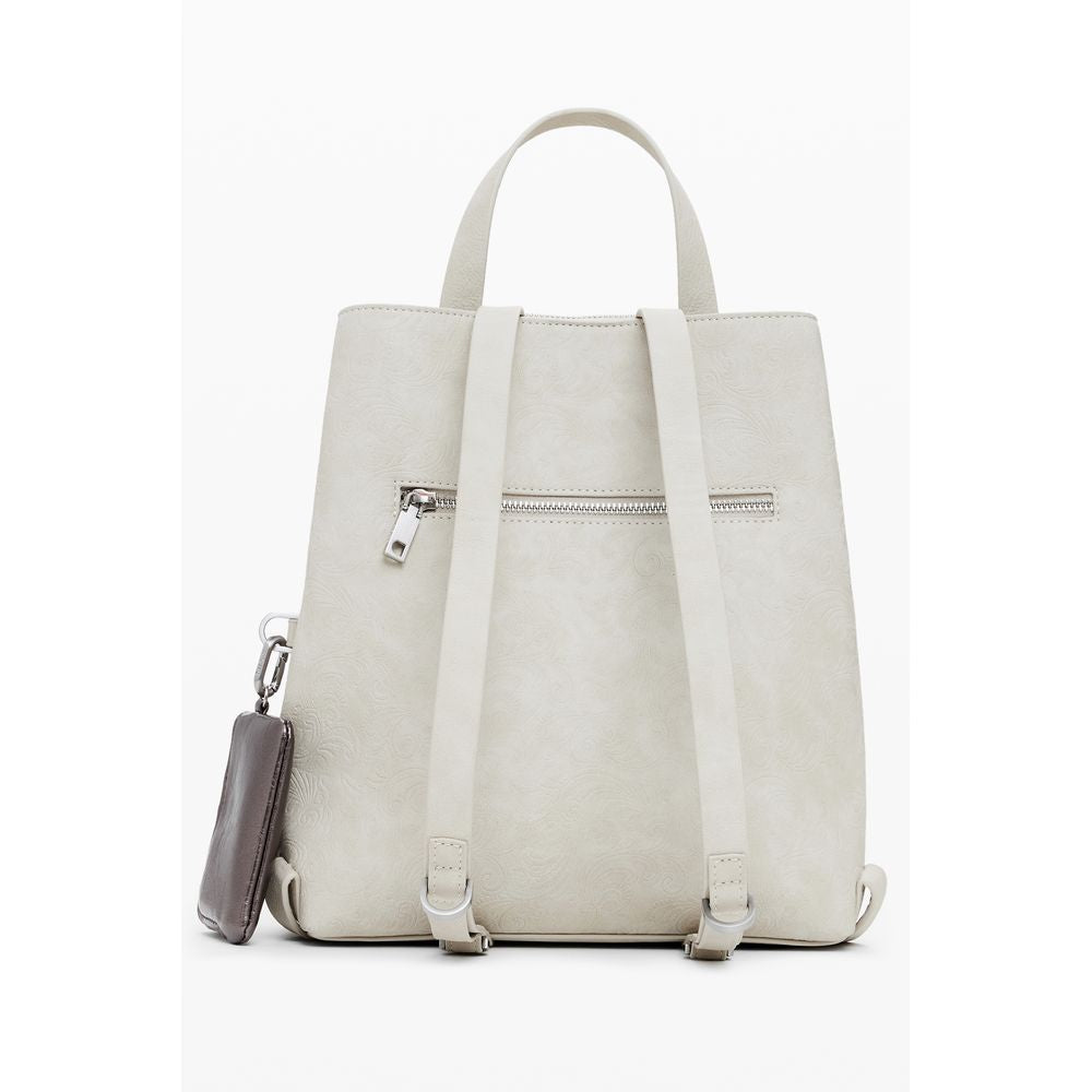 Beige Polyurethane Women Backpack