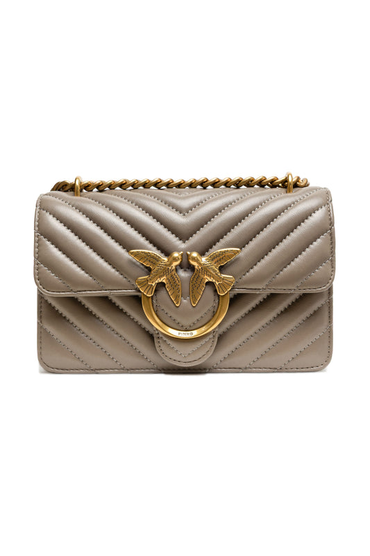 Sac bandoulière Love One Mini en cuir gris