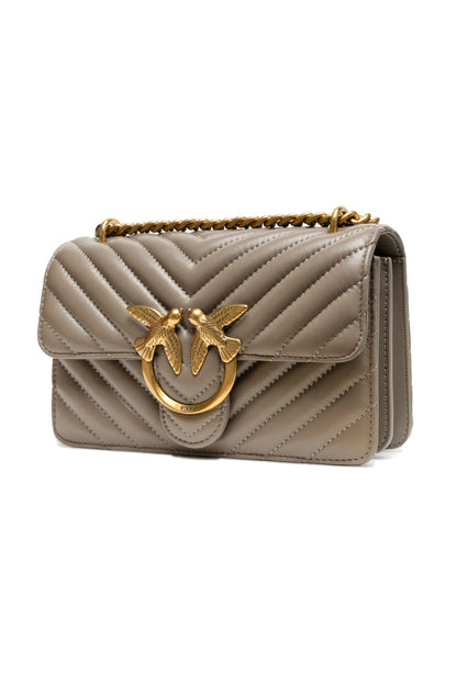 Sac bandoulière Love One Mini en cuir gris