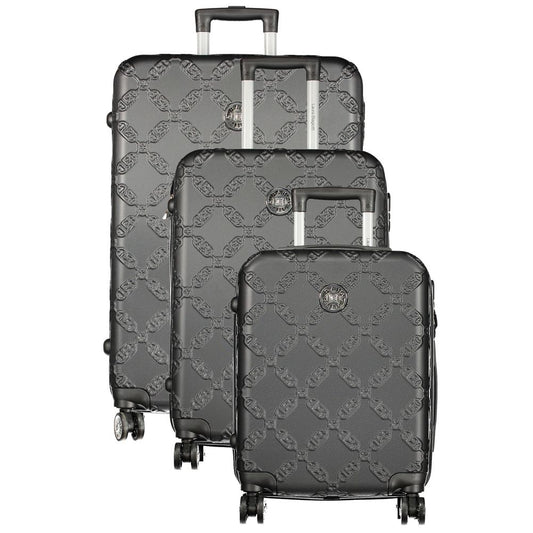 Black Polyurethane Women's Travel Trolley Set