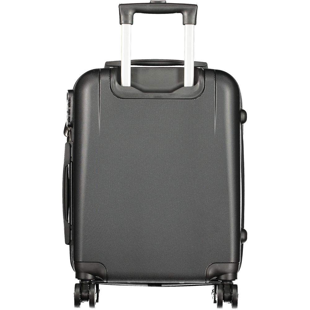 Black Polyurethane Women's Travel Trolley Set