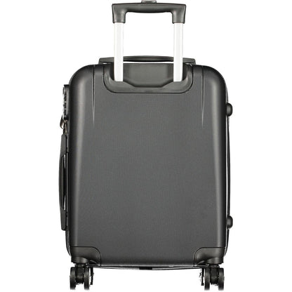 Black Polyurethane Women's Travel Trolley Set