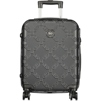 Black Polyurethane Women's Travel Trolley Set