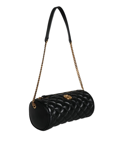 V2 Mini sac bandoulière en cuir d'agneau matelassé noir