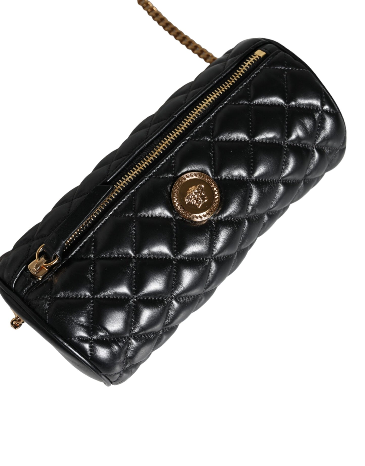 V2 Mini sac bandoulière en cuir d'agneau matelassé noir