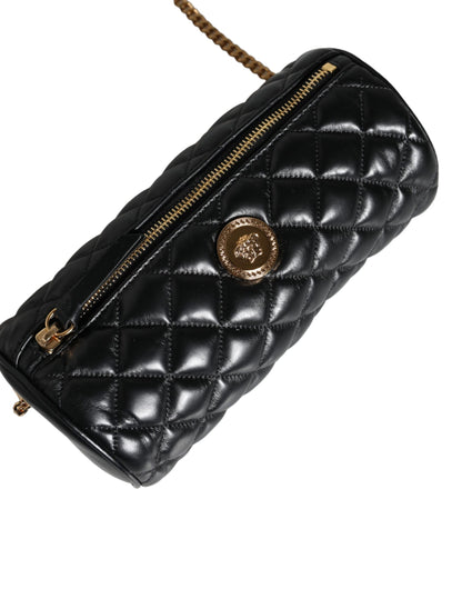 V2 Mini sac bandoulière en cuir d'agneau matelassé noir