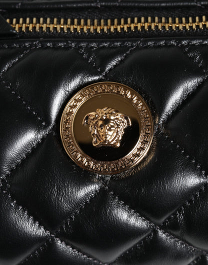 V2 Mini sac bandoulière en cuir d'agneau matelassé noir